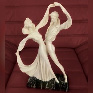 Vintage Santini Dancing Couple Statue Art Deco Signed By Artist